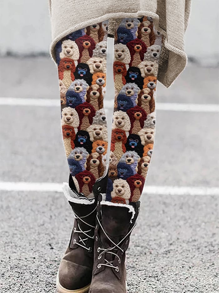 Cute 3D Dog Print Casual Leggings for Dog Lovers