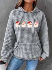 Santa Print  Casual Hoodie