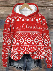 Christmas Geometric Print Hooded Cardigan