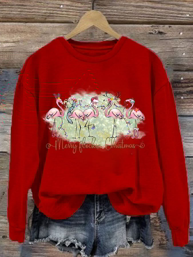 Christmas Palm Tree Print Crewneck Sweatshirt