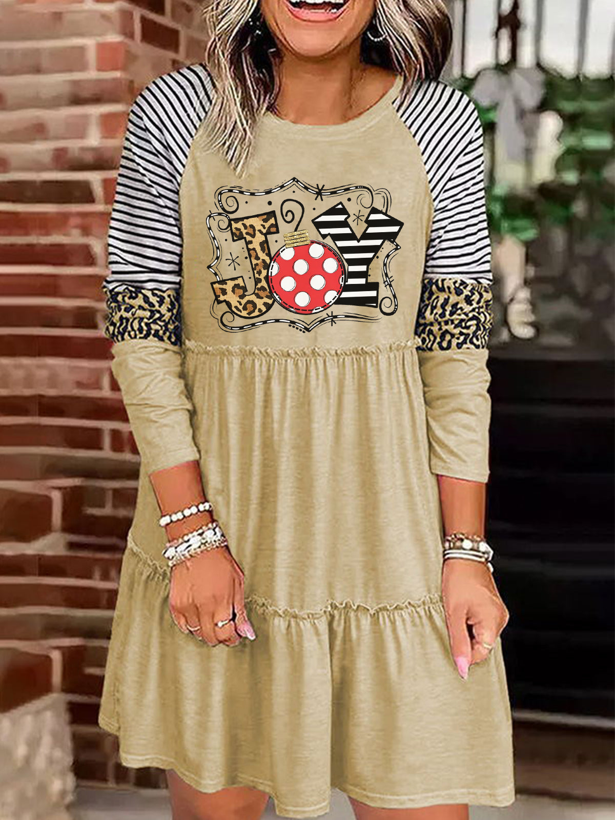 JOY Holiday Vibe Long Sleeve Dress