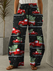 Christmas Print Vintage Casual Loose Pants