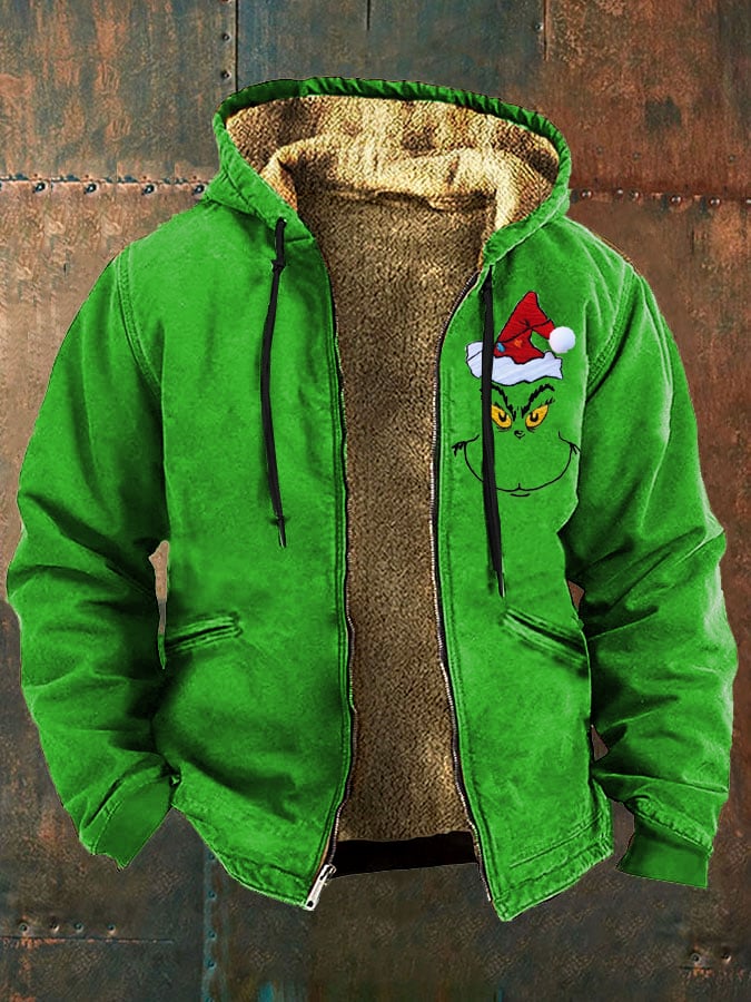 Christmas Retro Printed Christmas Plush Jacket
