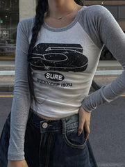 Vintage Print Raglan Long Sleeve Tee
