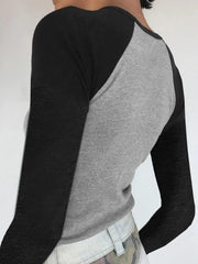 Street Portrait Print Raglan Ribbed Long Sleeve Knit