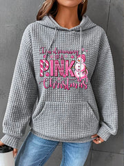 I'm Dreaming Of A Pink Christmas Print Waffle Hoodie