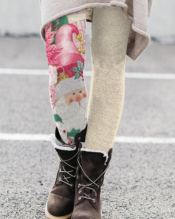 Pink Santa Ho Ho Ho Printed Leggings