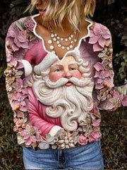 Women's Pink Santa Claus French Cashmere Sweater