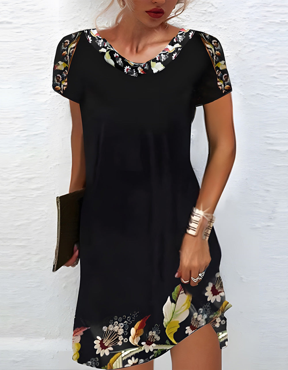 Ethnic Style Print Round Neck Midi A-Line Dresses