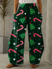 Christmas Print Vintage Casual Loose Pants