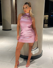 Letter Semi-turtleneck Hot Girl Slim Short Bodycon Dresses