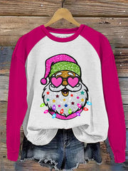 Shiny Santa Print Sweatshirt
