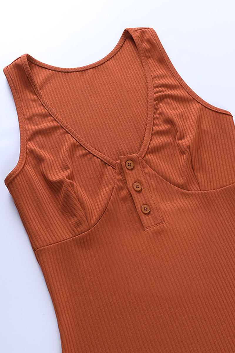 Half Placket Rib-Knit Mini Tank Dress