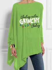 Christmas Grinch Feeling Extra Grinchy Today Lights Print Irregular Top