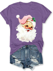 🔥Christmas Pink Santa Print T-Shirt