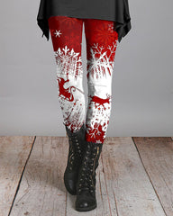Red Christmas Elk Leggings