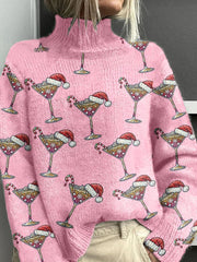 Christmas Cocktail Print Sweater