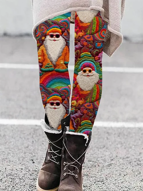 Christmas Santa Print Tight-Fitting High-Elastic Leggings