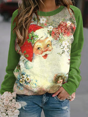 Merry Chrismas Print Crew Neck Sweatshirt