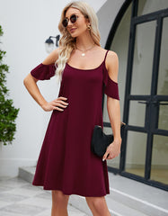 Plain Backless Strapless Ruffle A Line Dresses