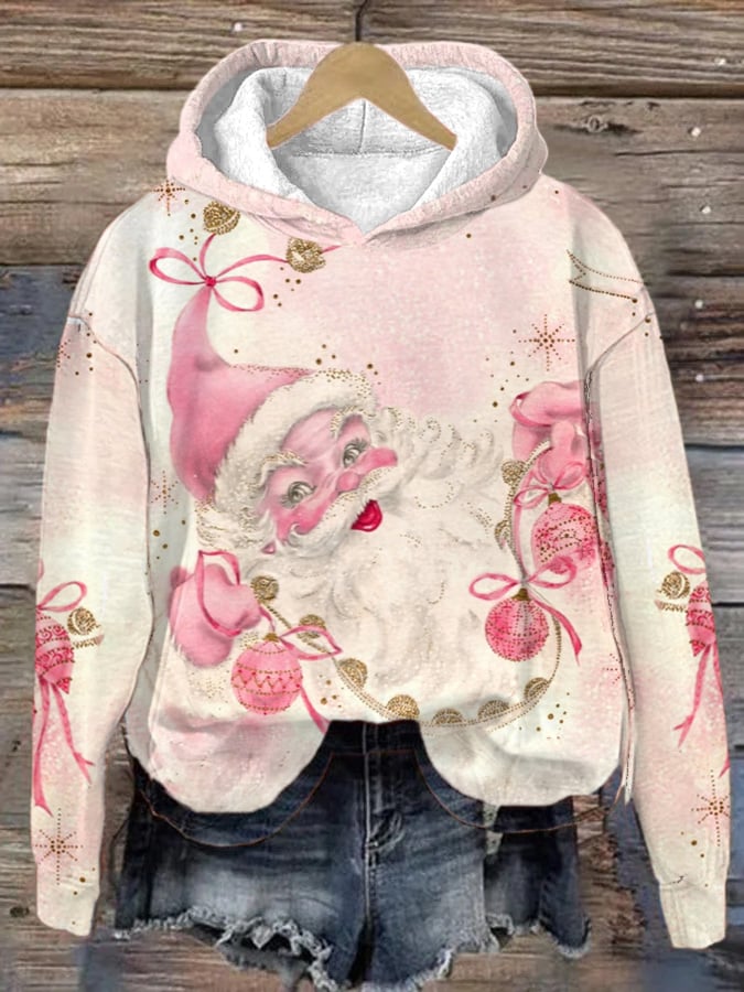 Santa Claus Print Merry Chritmas Casual Hoodie
