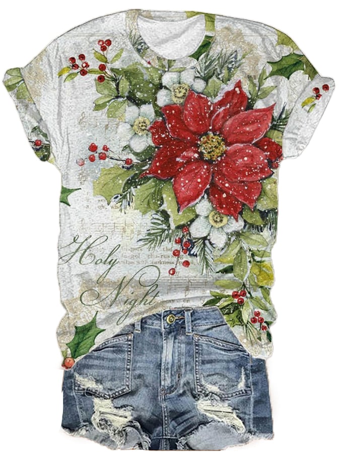 Vintage Christmas Printed T-Shirt