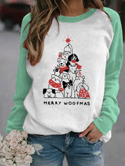 Christmas "MERRY WOOFMAS" Printed Casual Sweatshirt