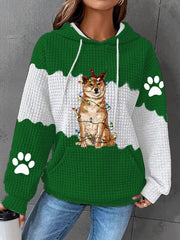 Christmas Dog Mom Casual Waffle Hoodie