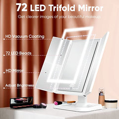 Make-up Mirrorâ„?| Trifold Make-up Mirror with three-color LED lighting