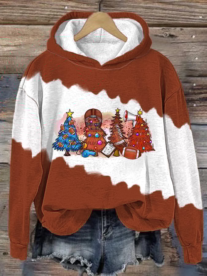 Football Christmas Trees Print Hoodie