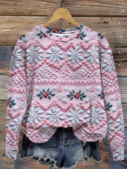 Pink Christmas Print Sweatshirt