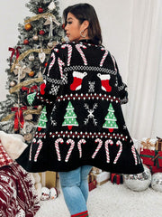 Casual Printed Christmas Cardigan