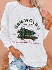 Vintage Griswold Christmas Print Casual Sweatshirt