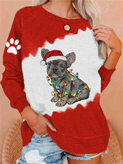Christmas French Bulldog Mom Print Casual Sweatshirt