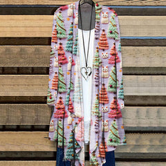 Christmas Tree Cute Cat 3D Print Cardigan