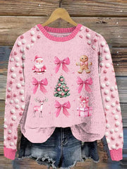 Pink Santa Print Cozy Sweatshirt