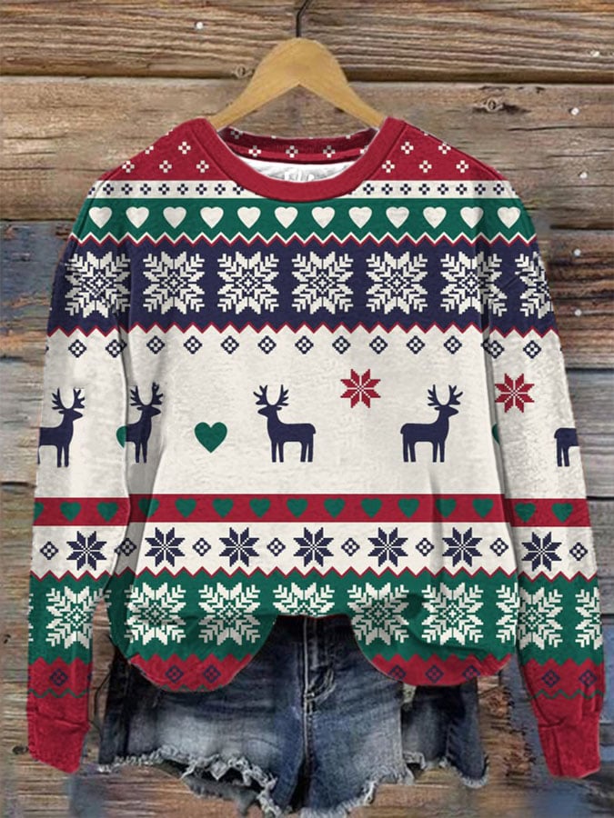 Christmas Holiday Patterned Sweatshirt