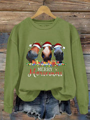 Merry Horsemas Print Sweatshirt