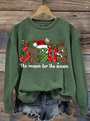 Jesus The Reason For The Season Casual Print Sweatshirt