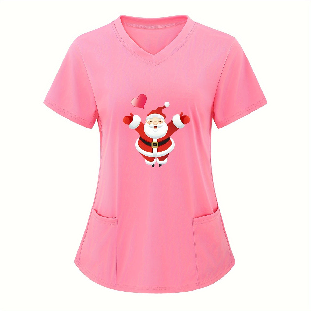 Christmas Santa Claus Print V Neck T-Shirt