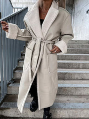 Autumn and Winter Eco-Friendly Faux Sherpa Lapel Coat