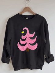 Pink Christmas Tree Casual Sweatshirt