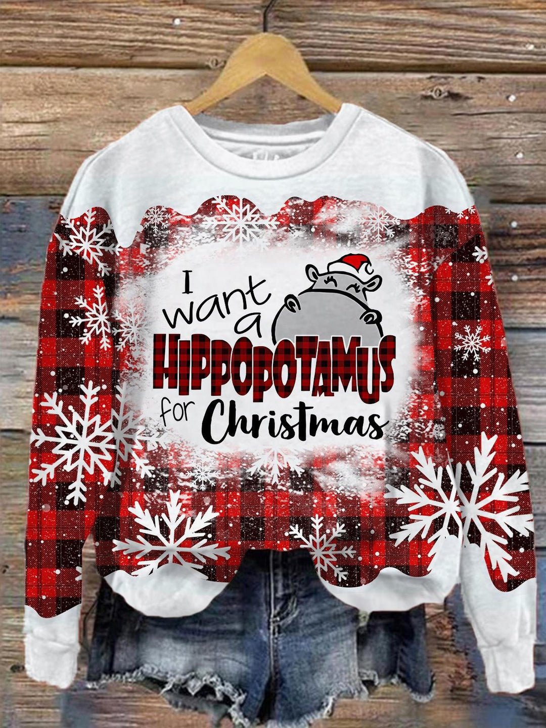 I Want A Hippopotamus Christmas Print Sweatshirt