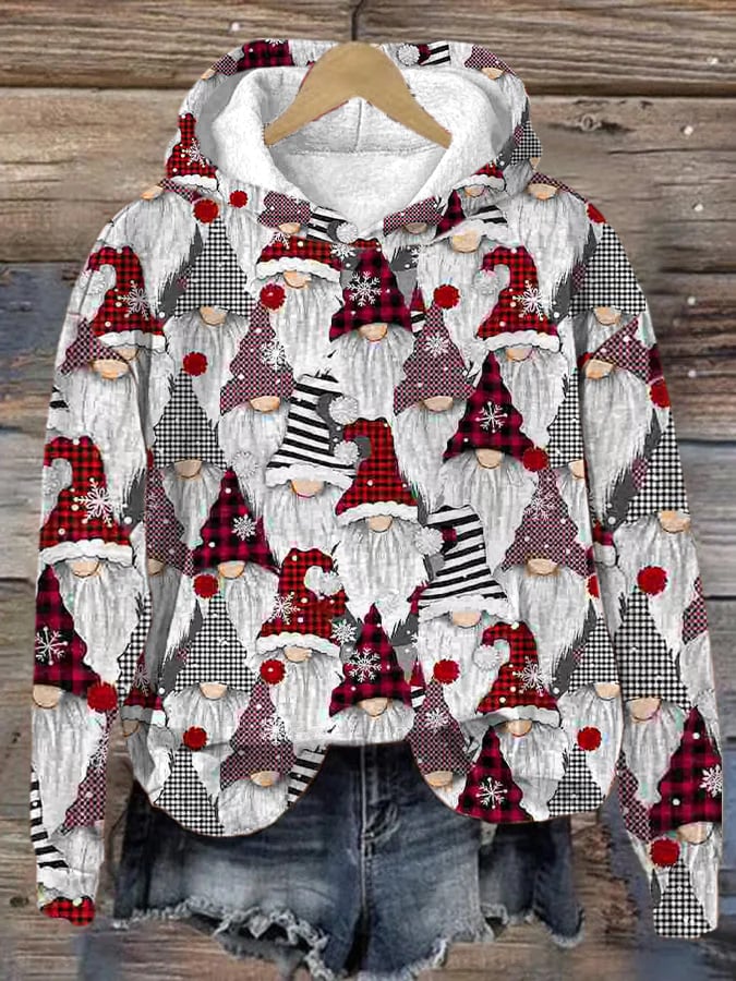 Christmas Gnomes Printed Hoodie