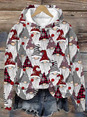 Christmas Gnomes Printed Hoodie
