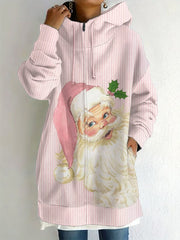 Christmas Print Zip Hoodie