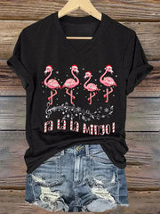 Candy Cane Flamingoes Fa La La Mingo Flamingo Christmas Print T-Shirt