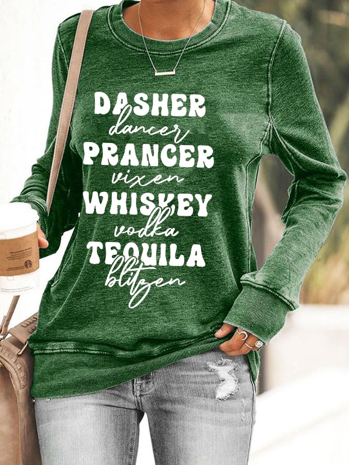Funny Christmas Dasher Dancer Prancer Vixen Comet Cupid Donner Blitzen Rudolphr Printed Sweatshirt