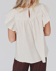 Floral Embroidered Ruffle Sleeve Blouse
