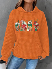 Christmas Snowman Latte Print Waffle Hoodie